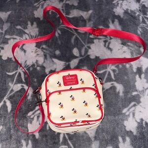 Loungefly Disney Cream and Red Mickey Crossbody/fanny pack bag